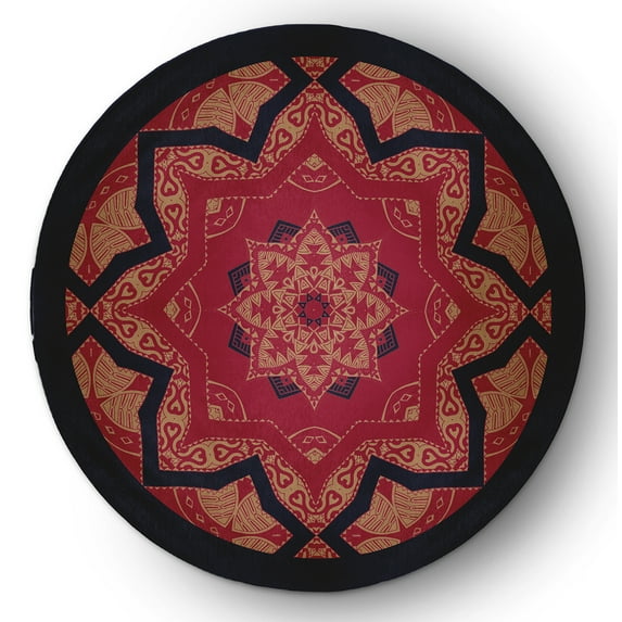 Simply Daisy 5' round Navy Shawl Indoor/outdoor Rug