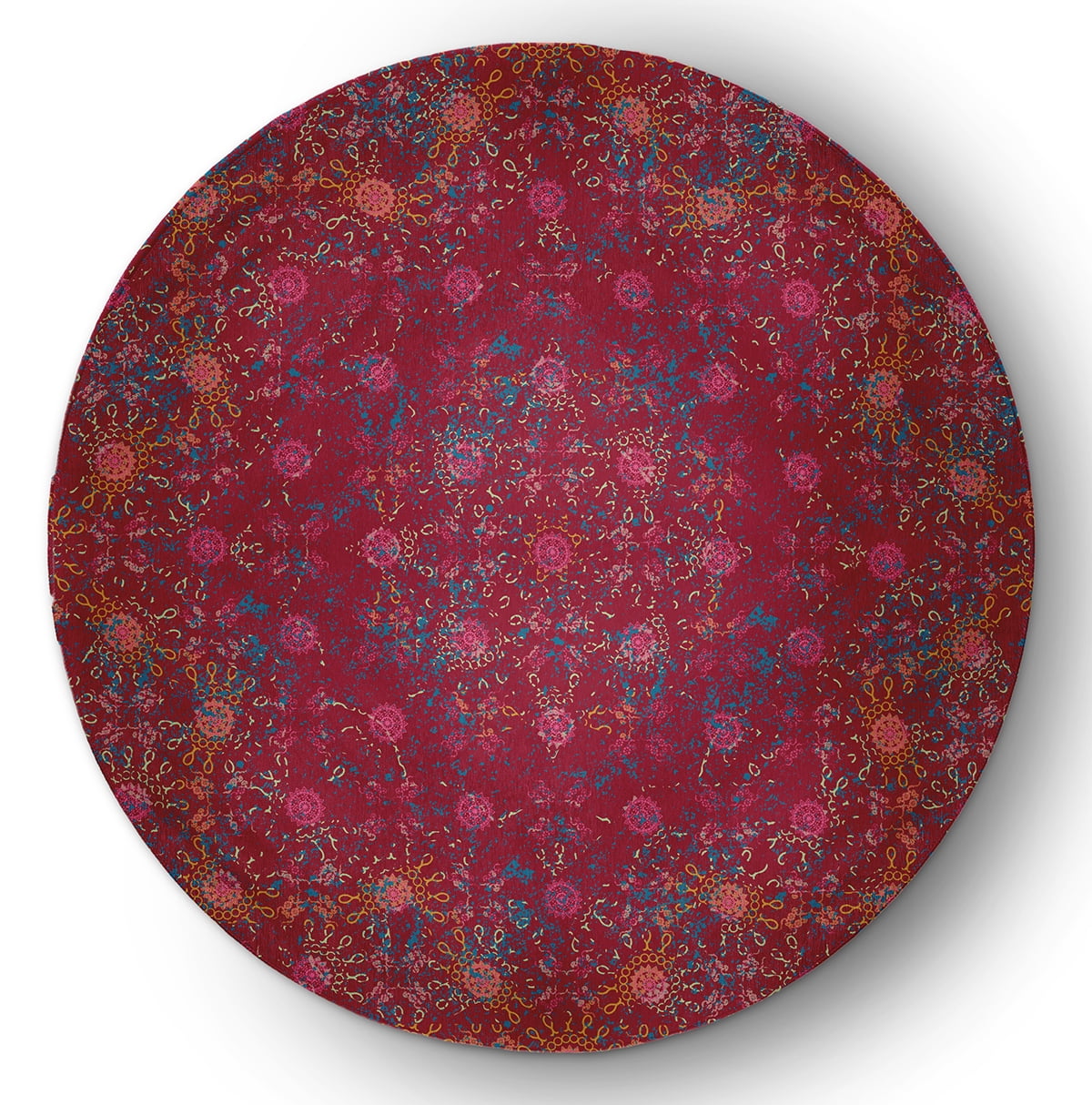 Simply Daisy 5' round Red Layered Sun Tile Indoor/outdoor Rug