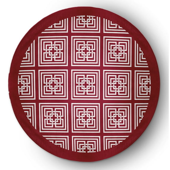 Simply Daisy 5' round Sporty Red Greek New Key Rug