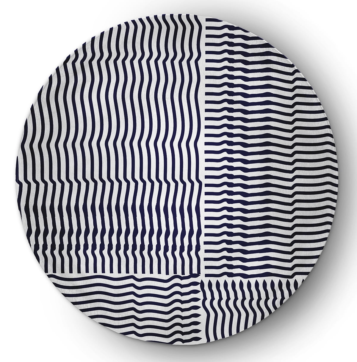 Simply Daisy 5' round Spring Navy Geo Circle Indoor/outdoor Rug