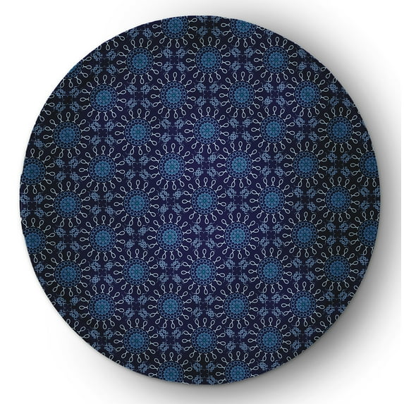 Simply Daisy 5' round Spring Navy Sun Tile Rug