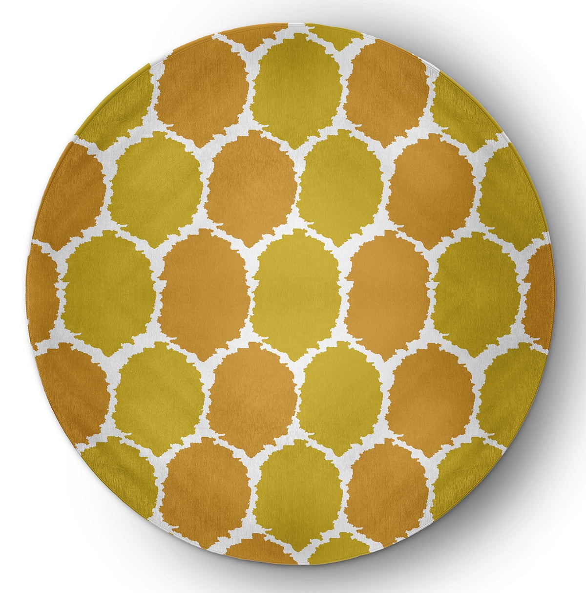 Simply Daisy 5' round Sunny Mustard Geometric Indoor/outdoor Rug