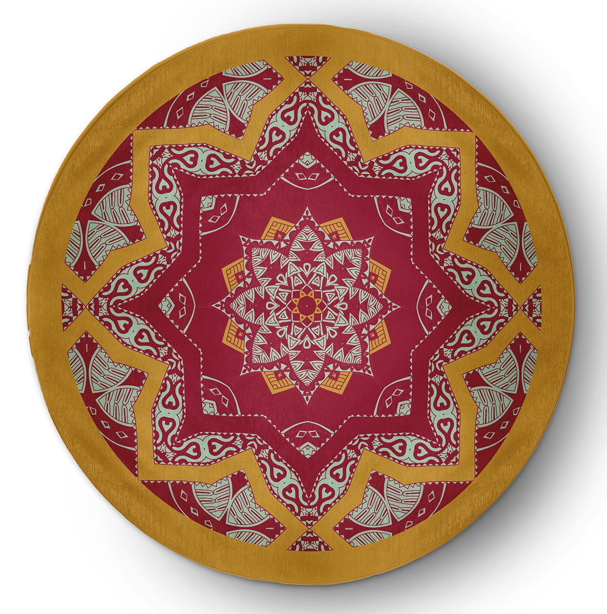 Simply Daisy 5' round Sunny Mustard Shawl Indoor/outdoor Rug