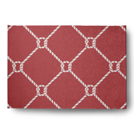 Simply Daisy 5' x 7' Ahoy! Nautical Chenille Rug, Ligonberry Red