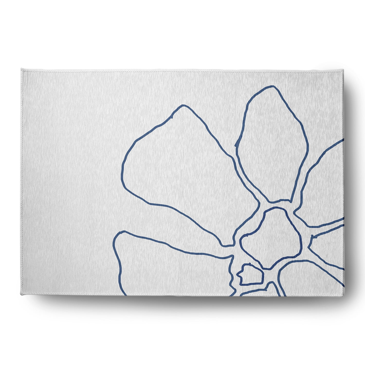 Simply Daisy 5' x 7' Blue/White Petal Lines Spring Chenille Indoor/Outdoor Rug