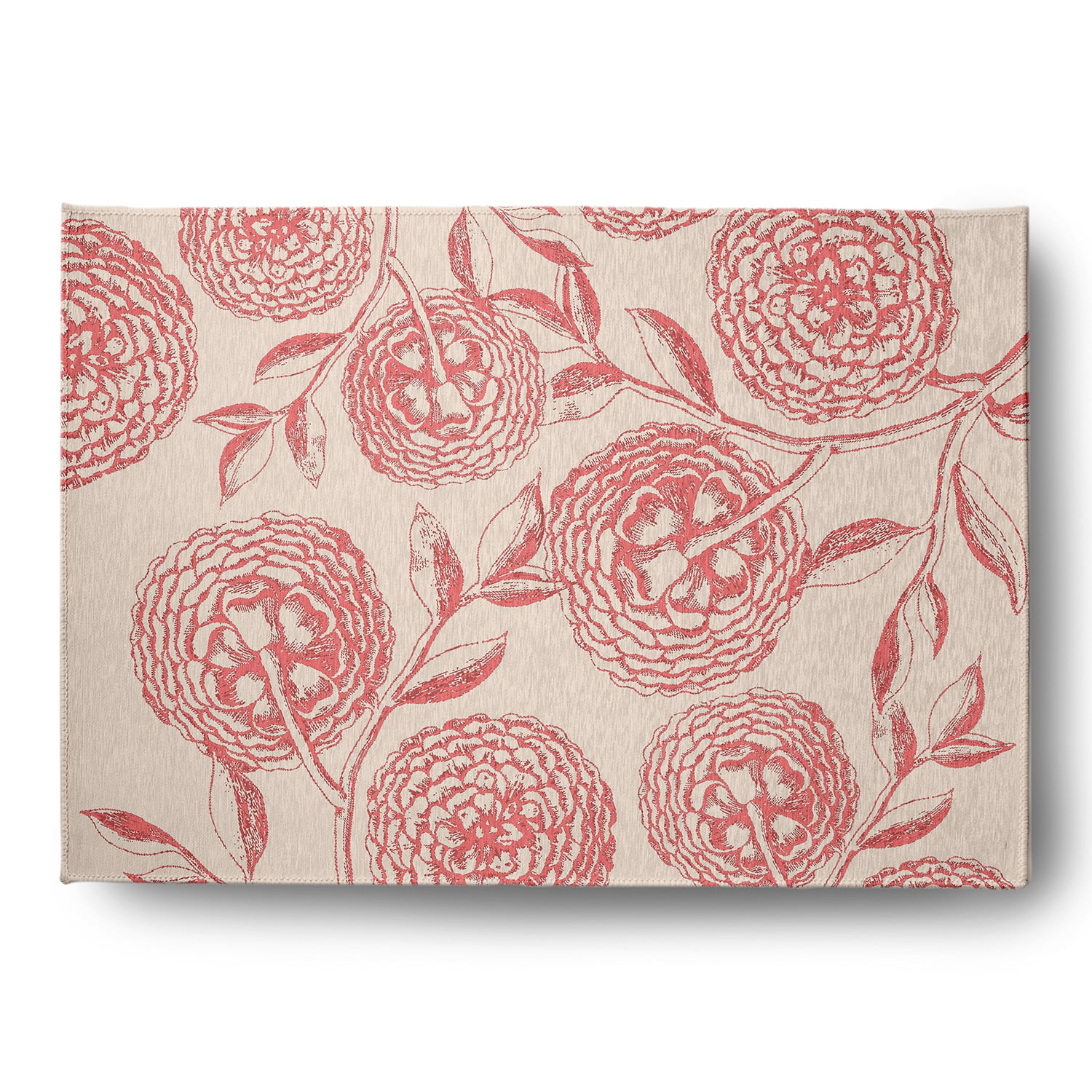 Simply Daisy 5' x 7' Blush Coral Antique Flowers Spring Chenille Indoor/Outdoor Rug