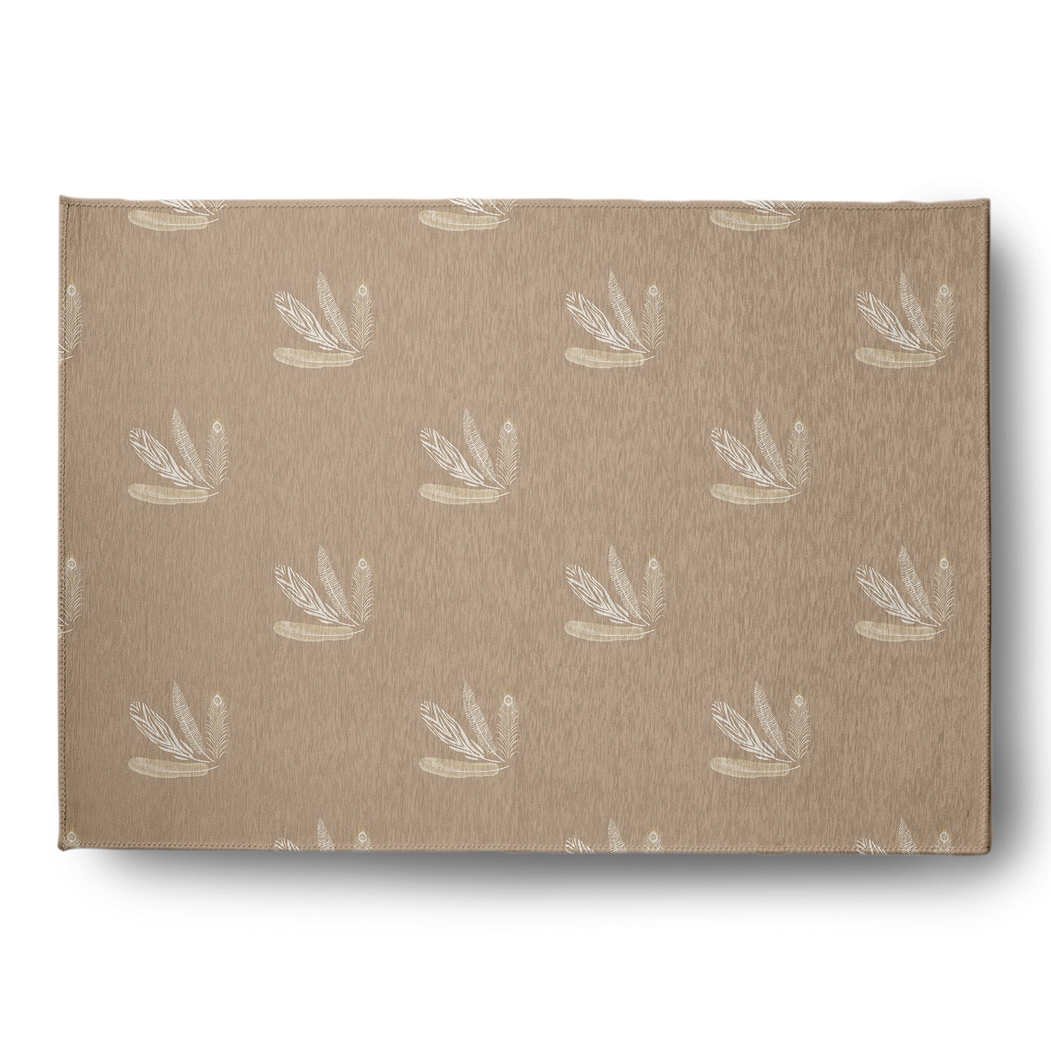 Simply Daisy 5' x 7' Brown Feather Pattern Spring Chenille Indoor/Outdoor Rug