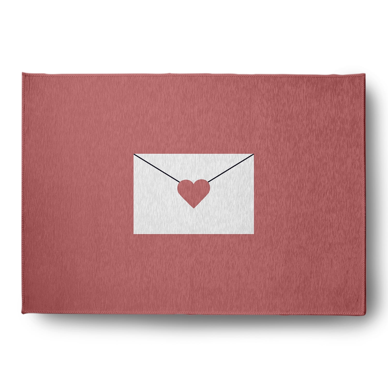 Simply Daisy 5' x 7' Coral Love Letter Valentines Chenille Indoor/Outdoor Rug