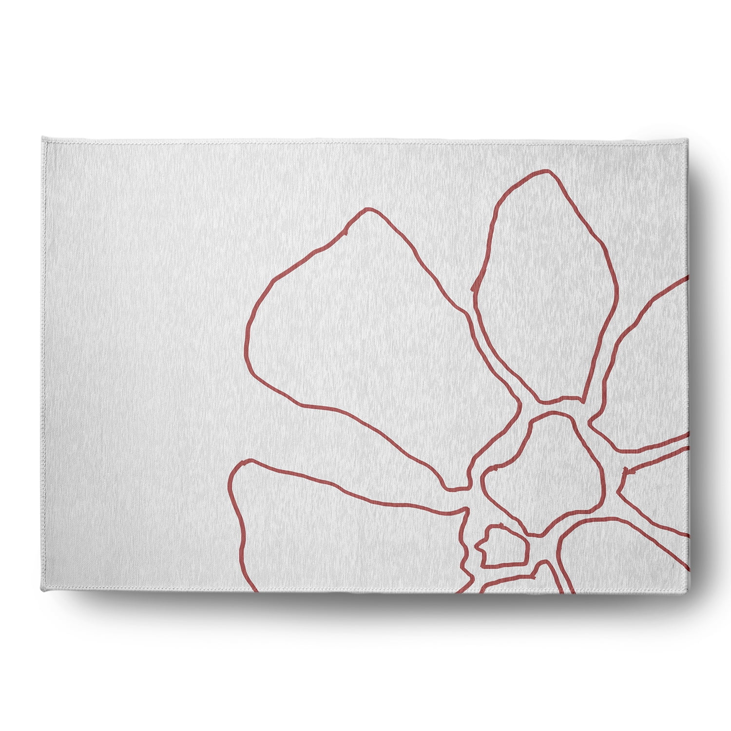 Simply Daisy 5' x 7' Coral/White Petal Lines Spring Chenille Indoor/Outdoor Rug