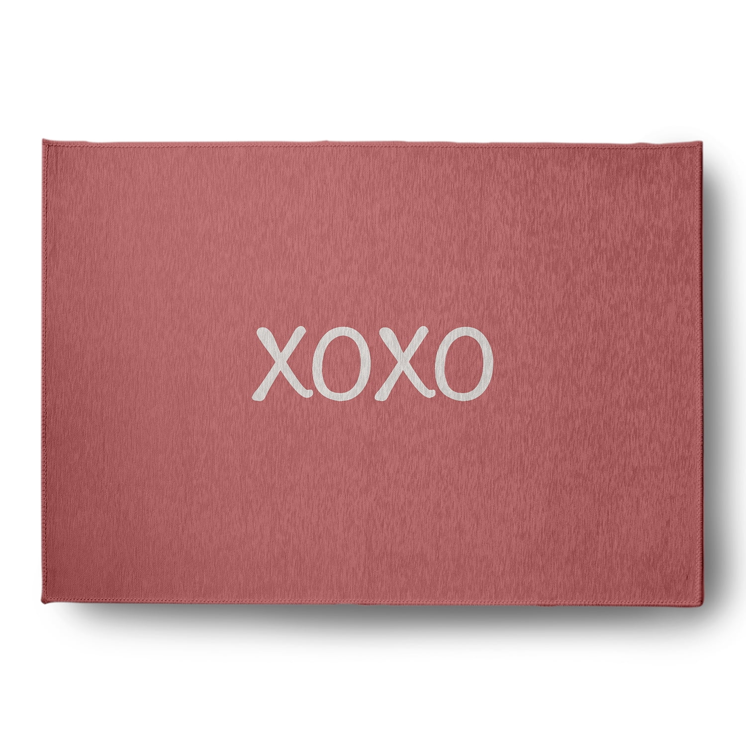 Simply Daisy 5' x 7' Coral XOXO Valentines Chenille Indoor/Outdoor Rug