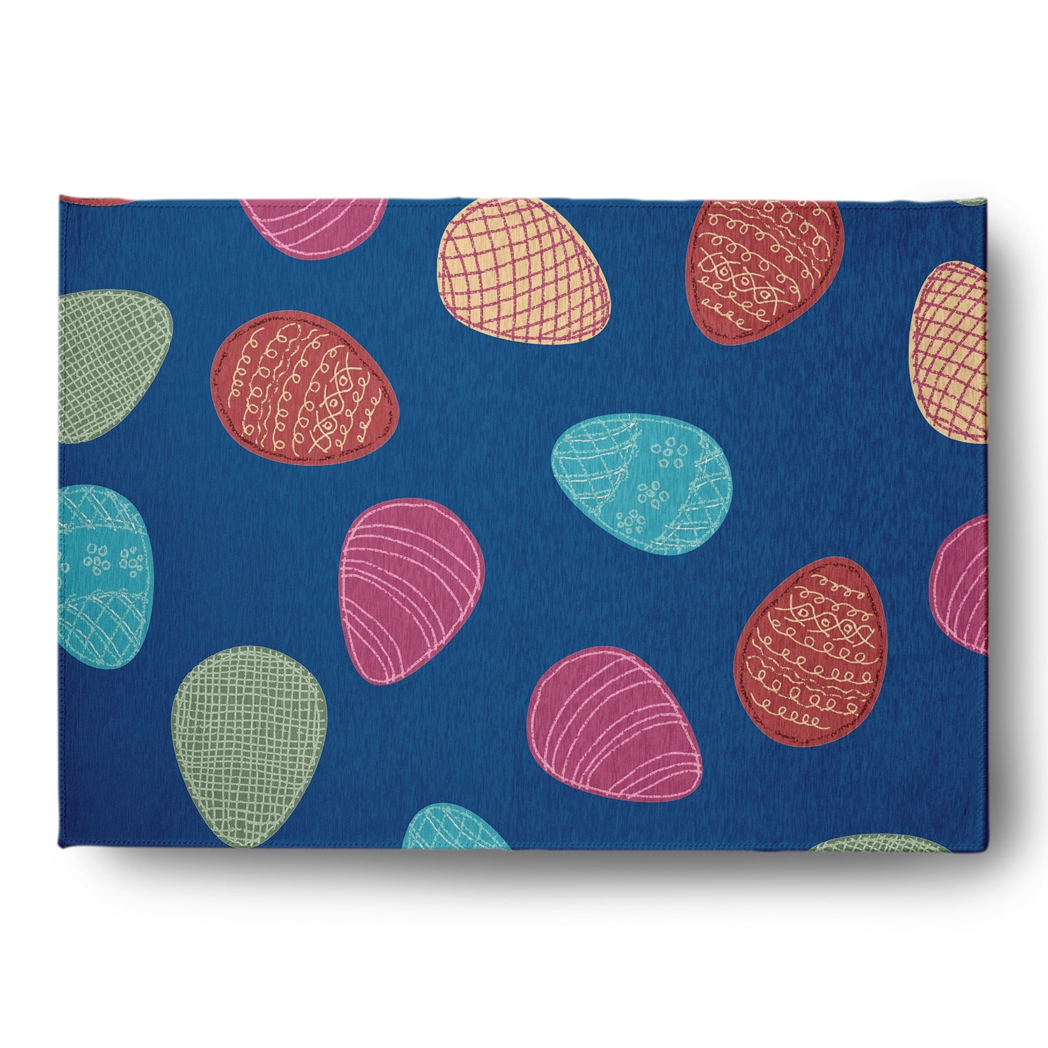Simply Daisy 5' x 7' Dark Cobalt Blue Egg Hunt Easter Chenille Indoor/Outdoor Rug