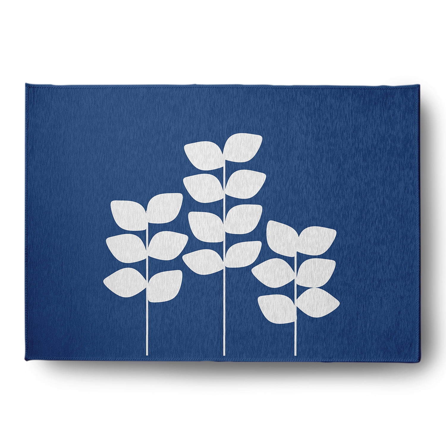 Simply Daisy 5' x 7' Dark Cobalt Blue Simple Stems Spring Chenille Indoor/Outdoor Rug