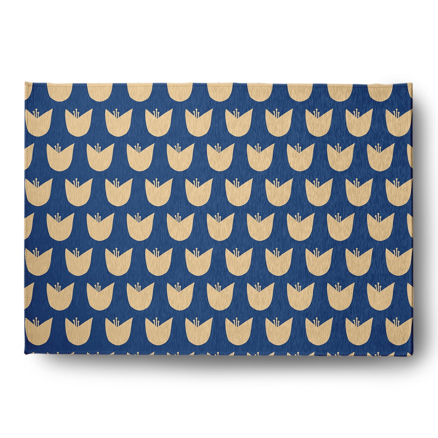 Simply Daisy 5' x 7' Dark Cobalt Blue Simple Tulip Design Spring Chenille Indoor/Outdoor Rug