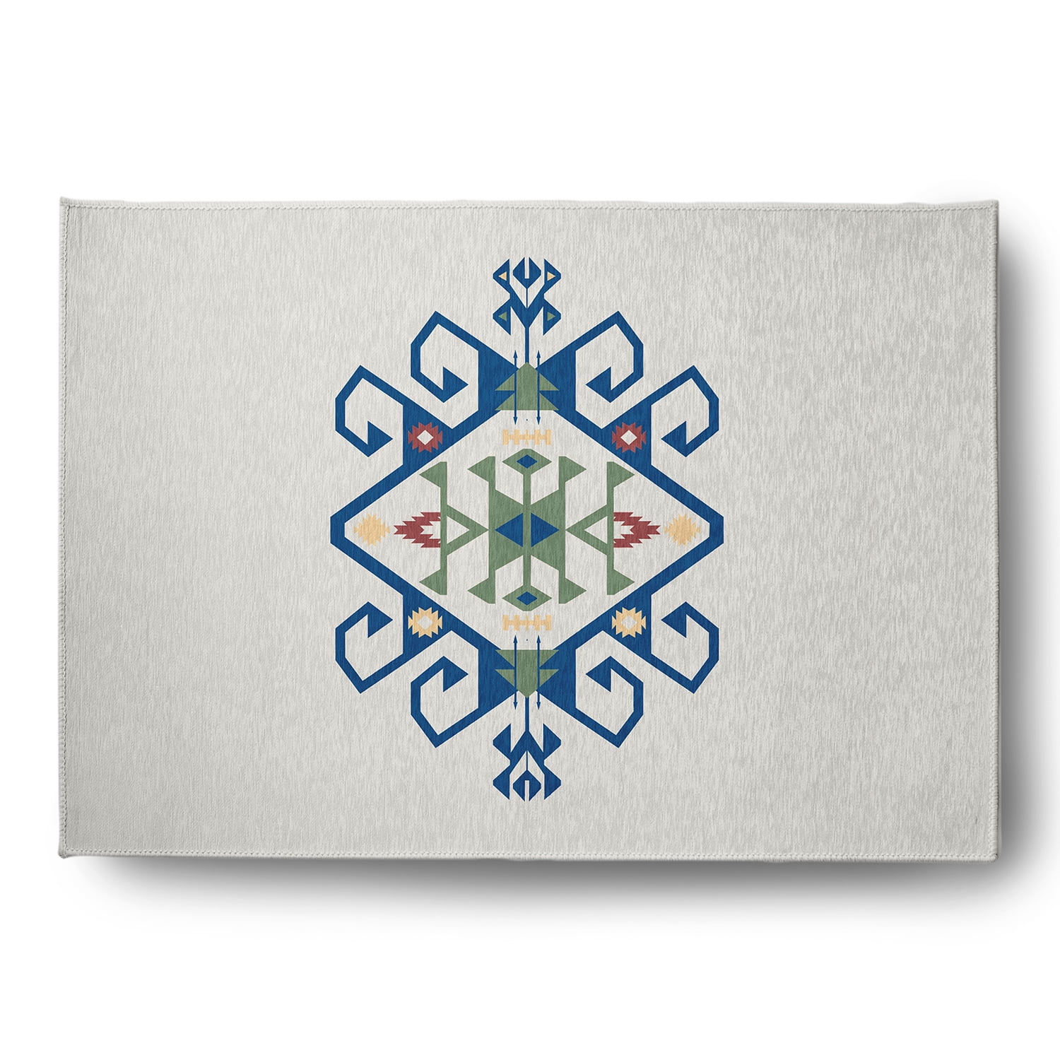 Simply Daisy 5' x 7' Dark Cobalt Blue Southwest Medallion Spring Chenille Indoor/Outdoor Rug