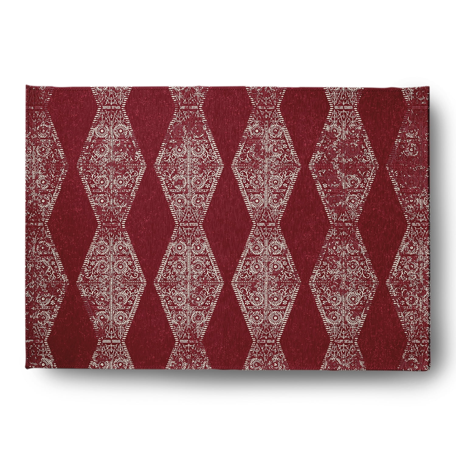 Simply Daisy 5' x 7' Dark Red Pyramid Stripe Chenille Indoor/Outdoor Rug