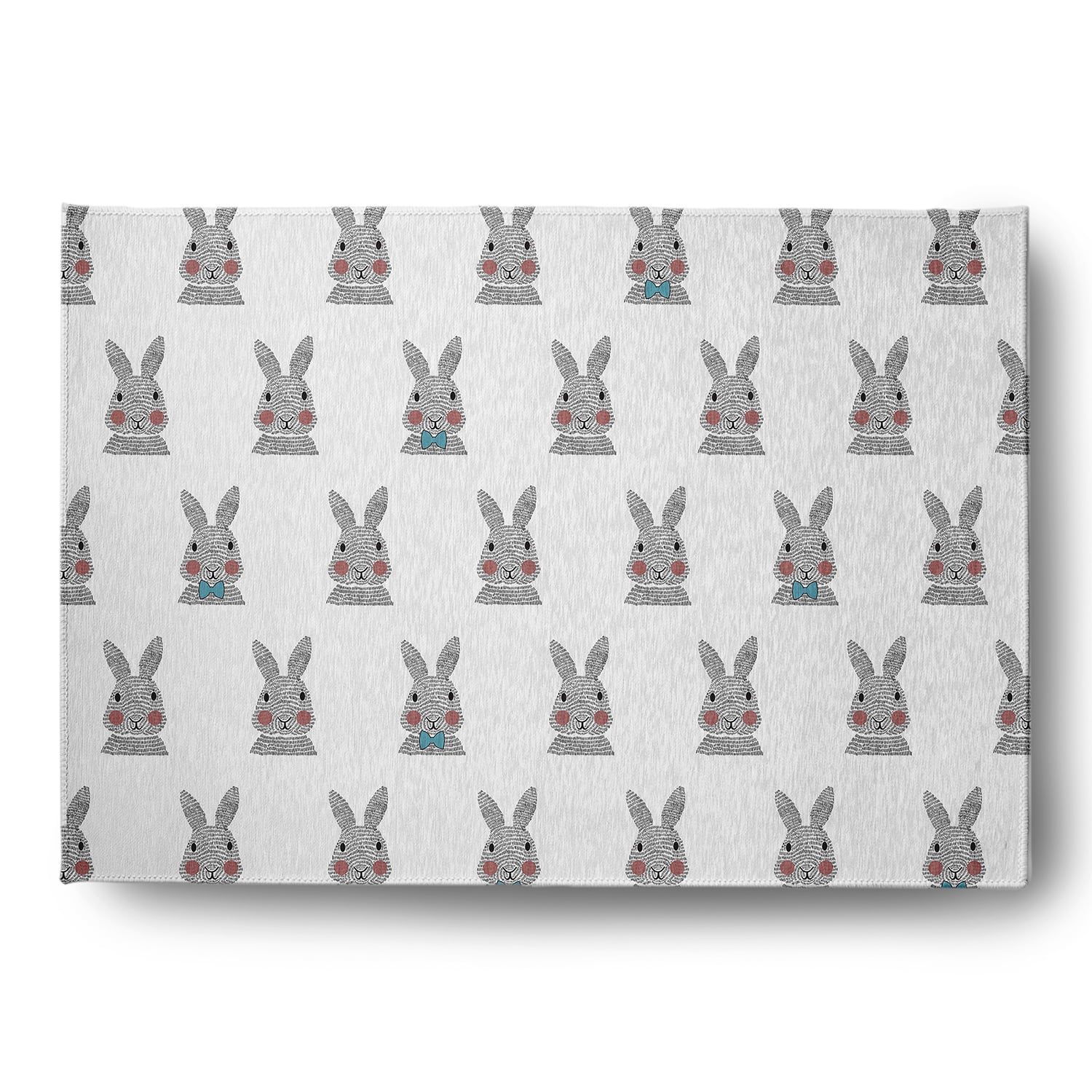 Simply Daisy 5' x 7' Explorer Blue Bunny Fluffle Easter Chenille Indoor/Outdoor Rug