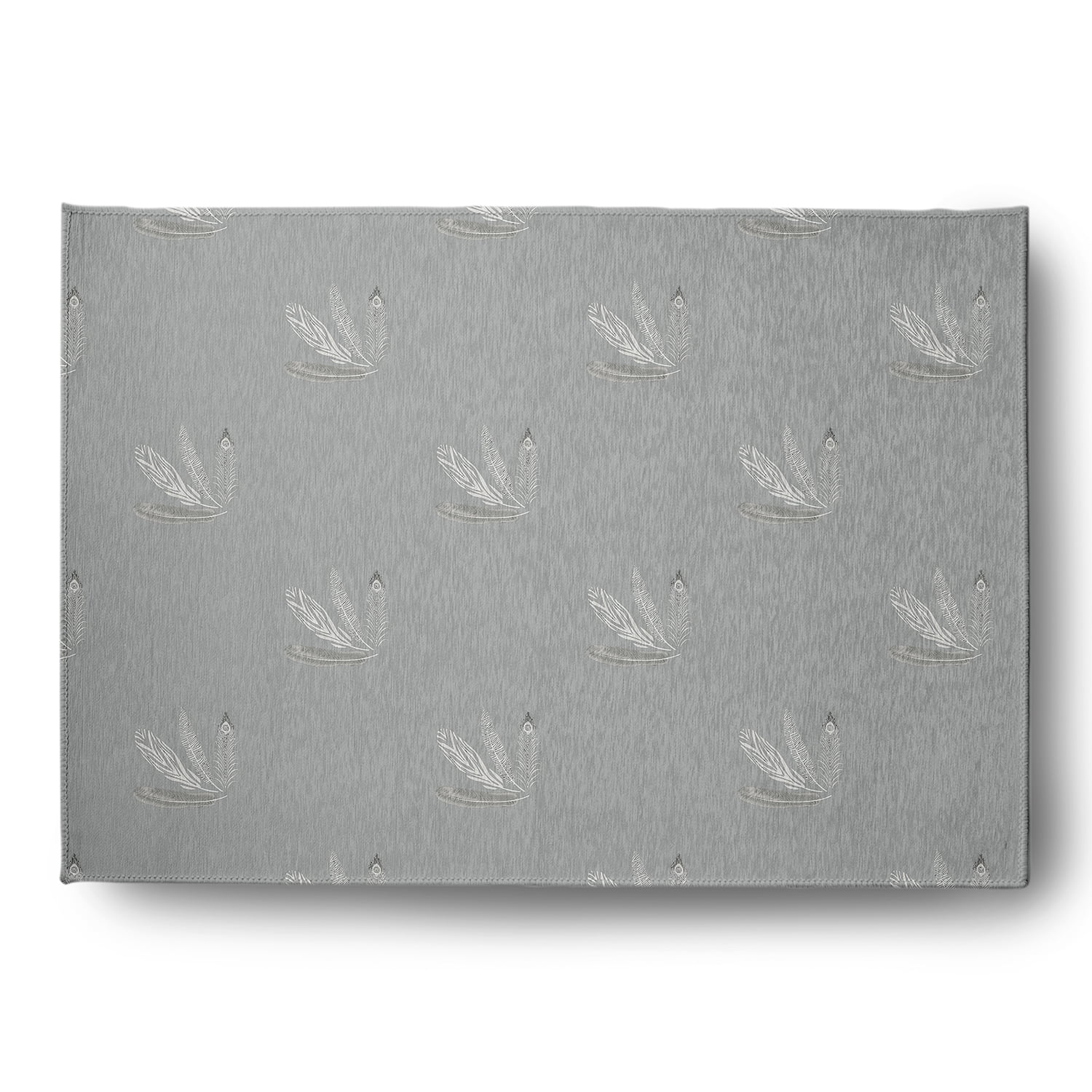 Simply Daisy 5' x 7' Gray Feather Pattern Spring Chenille Indoor/Outdoor Rug