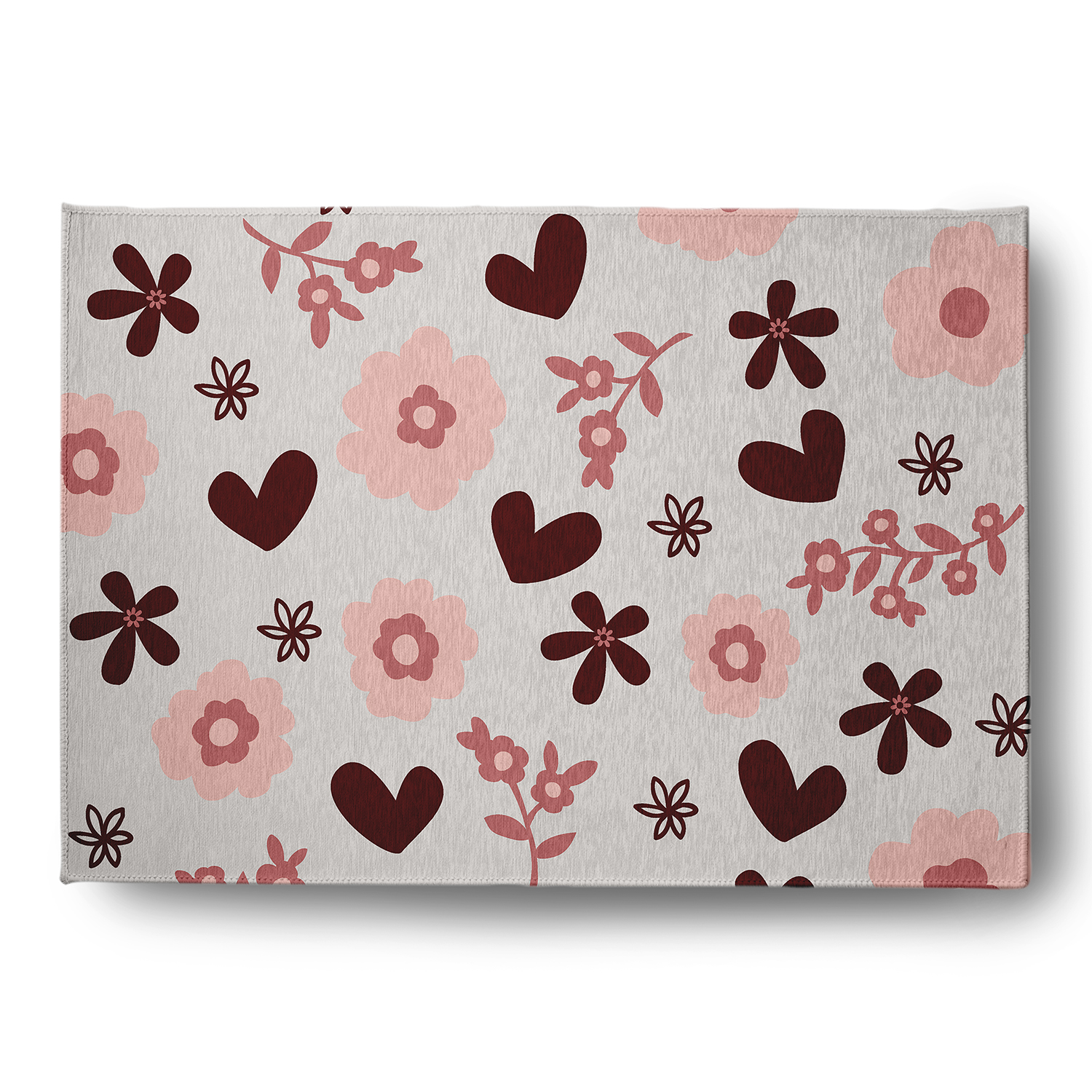 Simply Daisy 5' x 7' Gray Flowery Love Valentines Chenille Indoor/Outdoor Rug