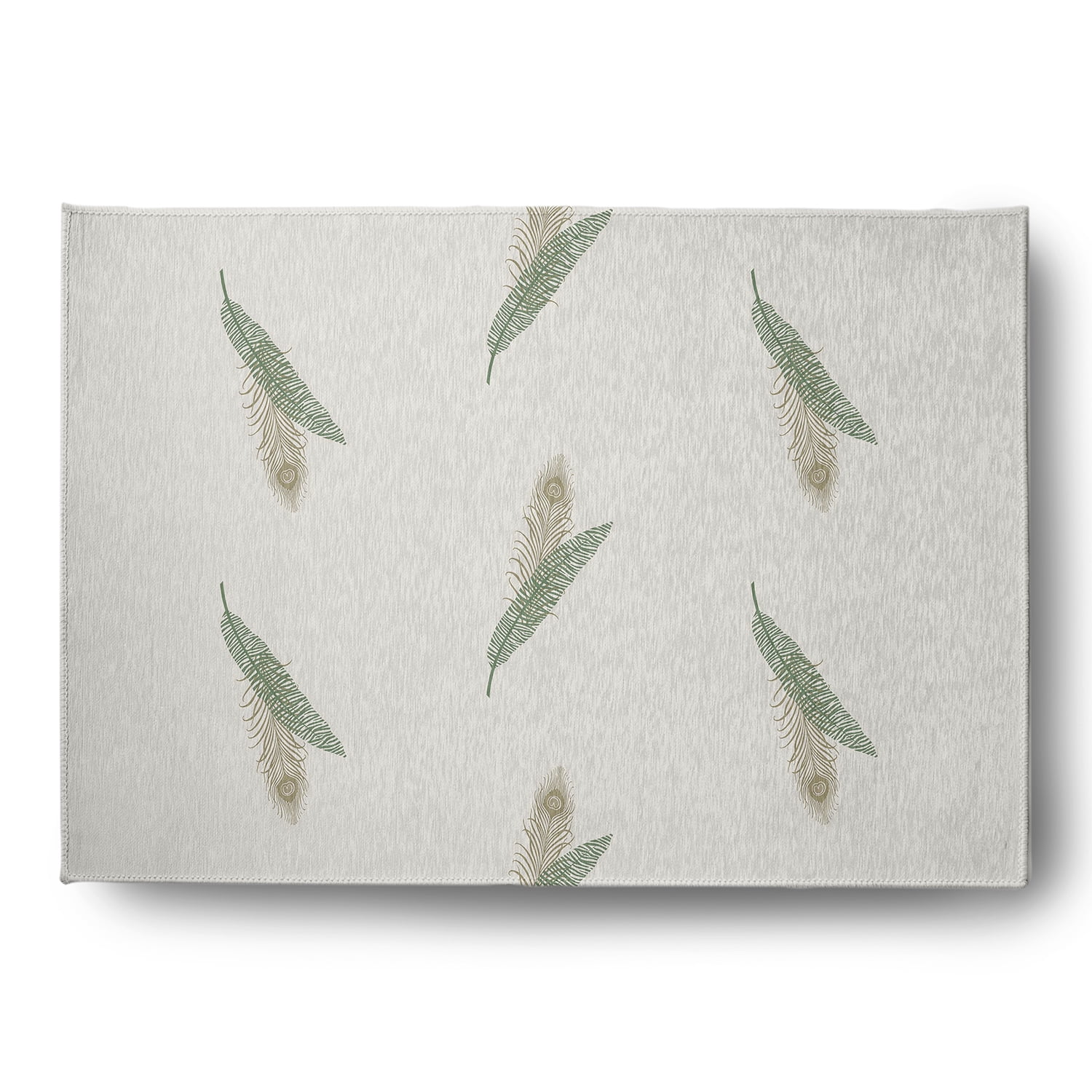 Simply Daisy 5' x 7' Green Feather Stripe Spring Chenille Indoor/Outdoor Rug