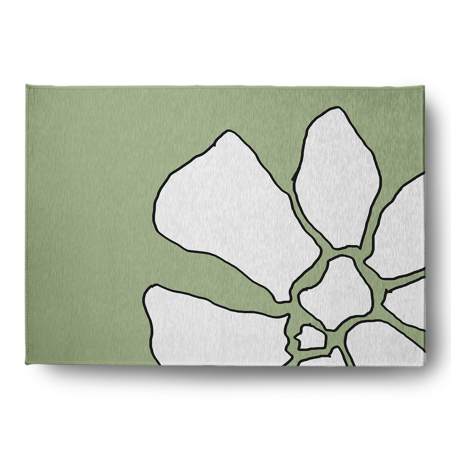 Simply Daisy 5' x 7' Green Petal Lines Spring Chenille Indoor/Outdoor Rug