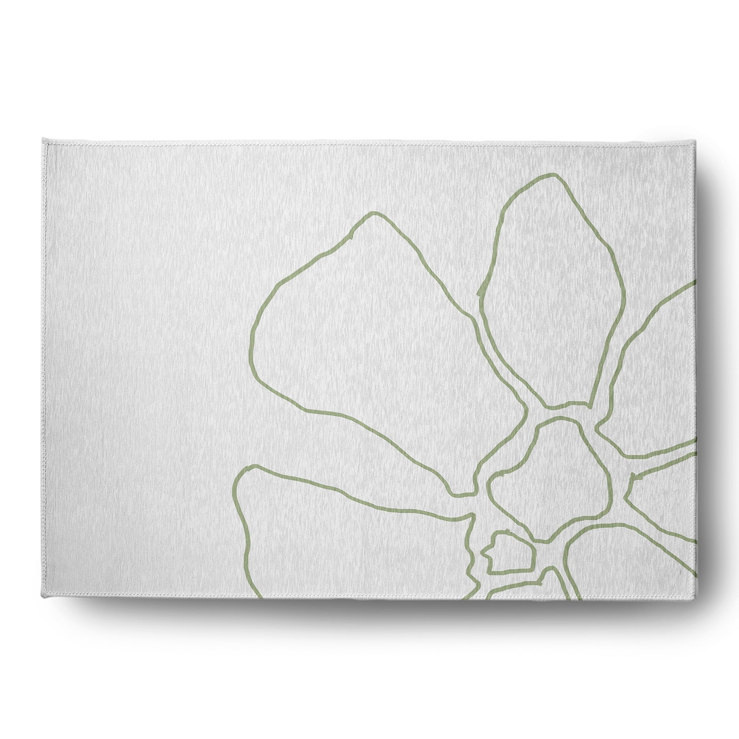 Simply Daisy 5' x 7' Green/White Petal Lines Spring Chenille Indoor/Outdoor Rug