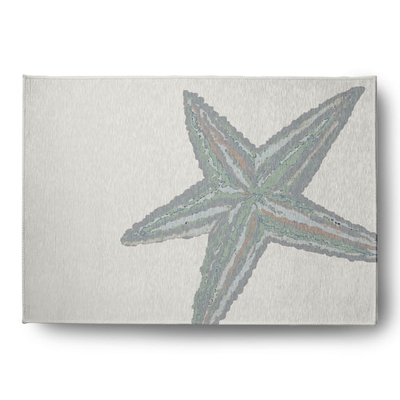 Simply Daisy 5' x 7' Large Starfish Nautical Chenille Rug, Pretty Grey