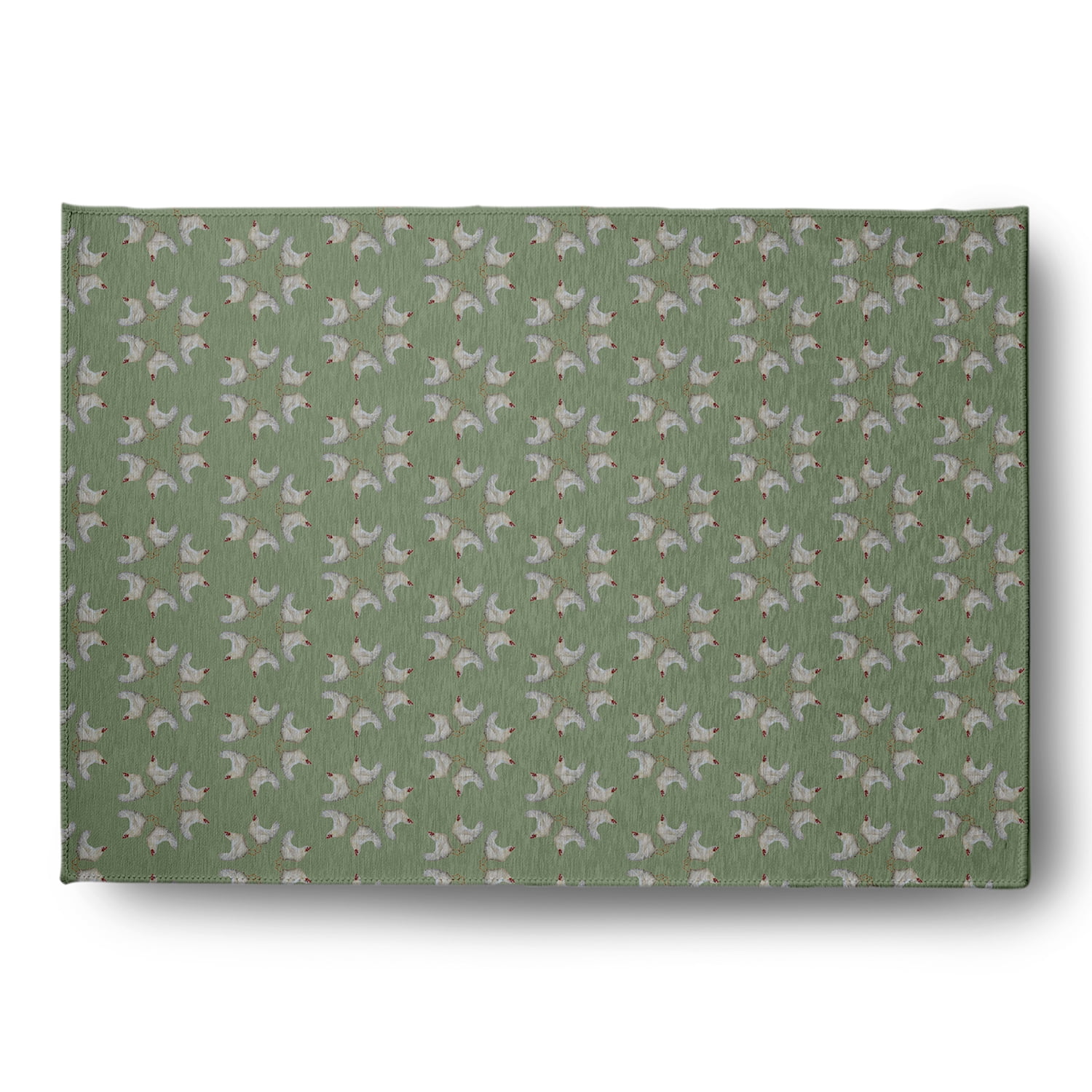 Simply Daisy 5' x 7' Laurel Tree Green Chickens-go-round Easter Chenille Indoor/Outdoor Rug