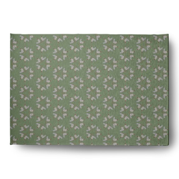 Simply Daisy 5' x 7' Laurel Tree Green Chickens-go-round Easter Chenille Rug