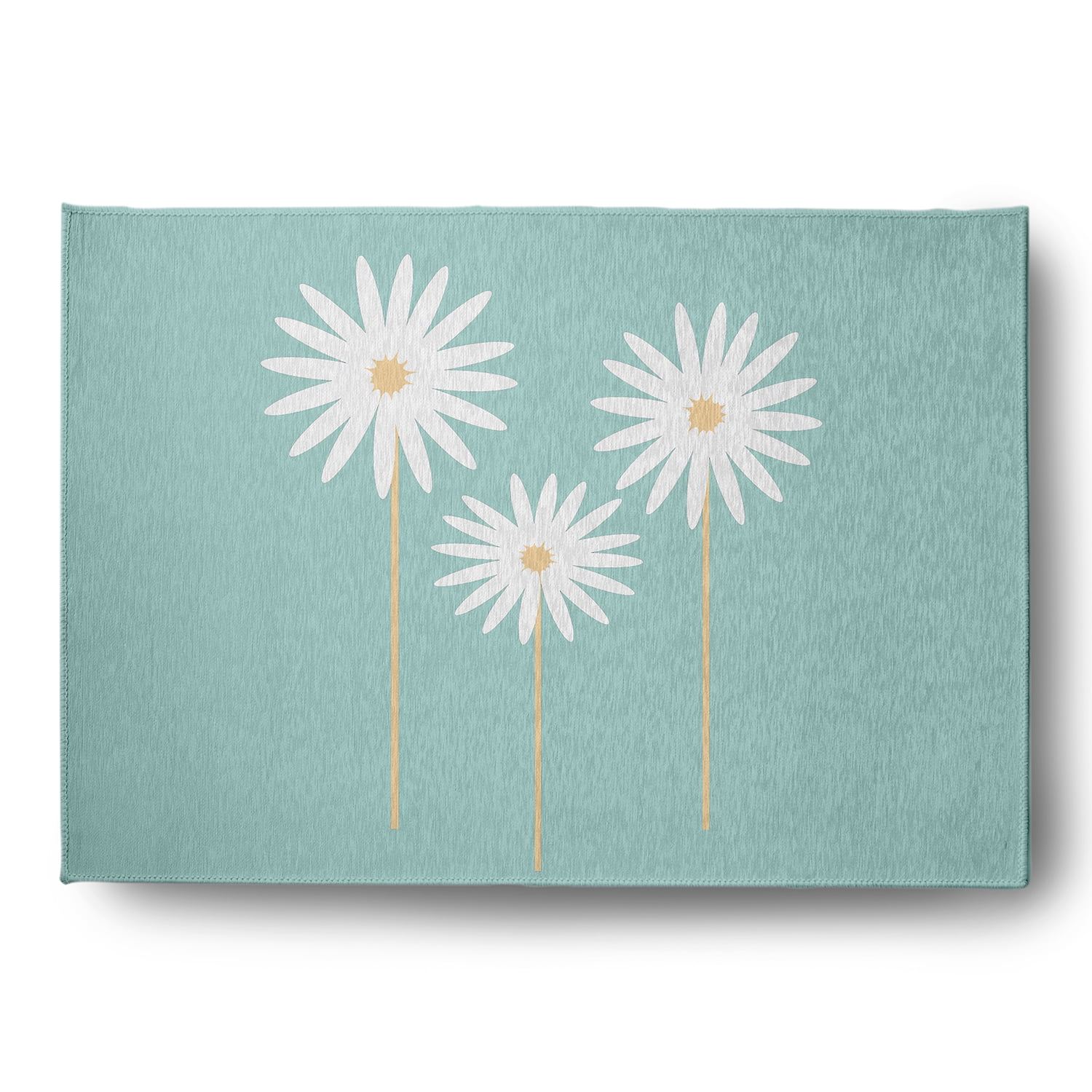 Simply Daisy 5' x 7' Light Blue Floral Print Spring Chenille Indoor/Outdoor Rug