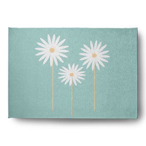Simply Daisy 5' x 7' Light Blue Floral Print Spring Chenille Indoor/Outdoor Rug
