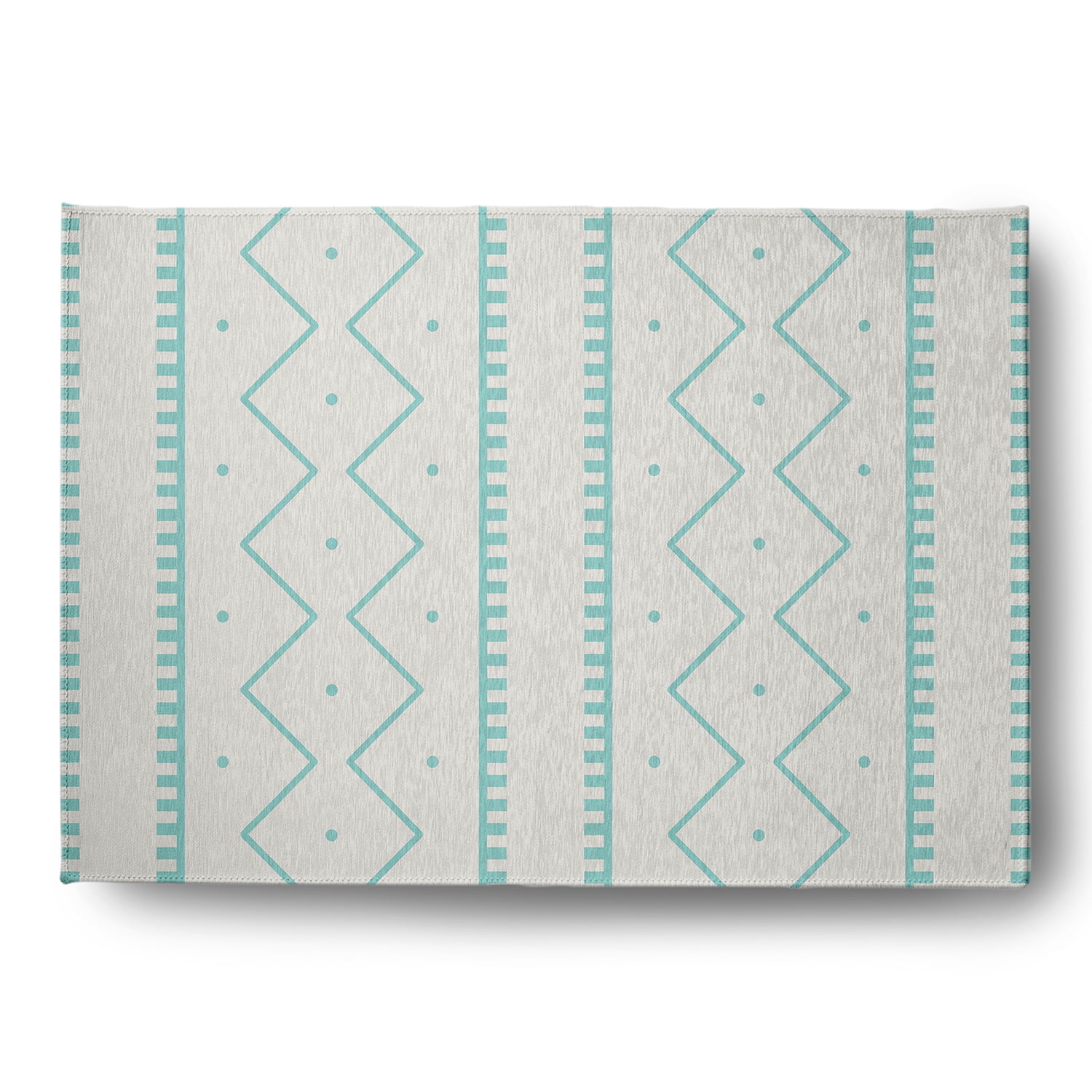 Simply Daisy 5' x 7' Light Blue Mudcloth Spring Chenille Indoor/Outdoor Rug