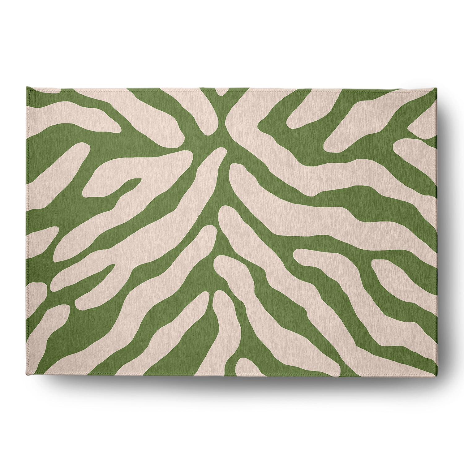 Simply Daisy 5' x 7' Light Olive Animal Stripe Spring Chenille Indoor/Outdoor Rug