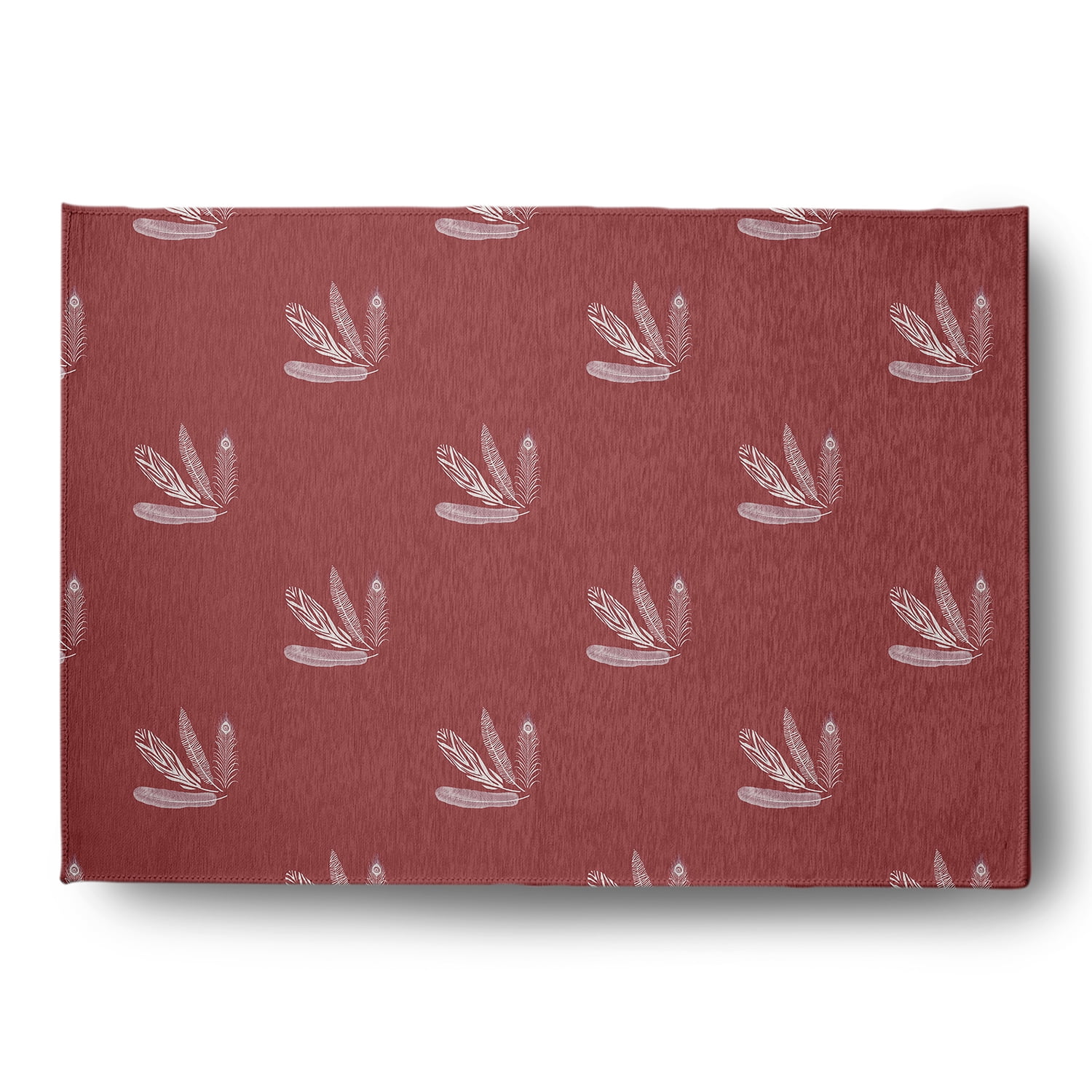 Simply Daisy 5' x 7' Ligonberry Red Feather Pattern Spring Chenille Indoor/Outdoor Rug