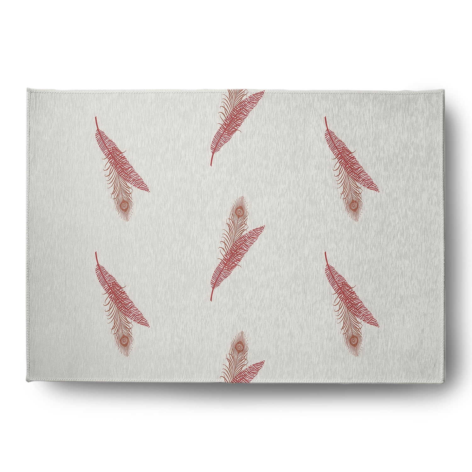 Simply Daisy 5' x 7' Ligonberry Red Feather Stripe Spring Chenille Indoor/Outdoor Rug