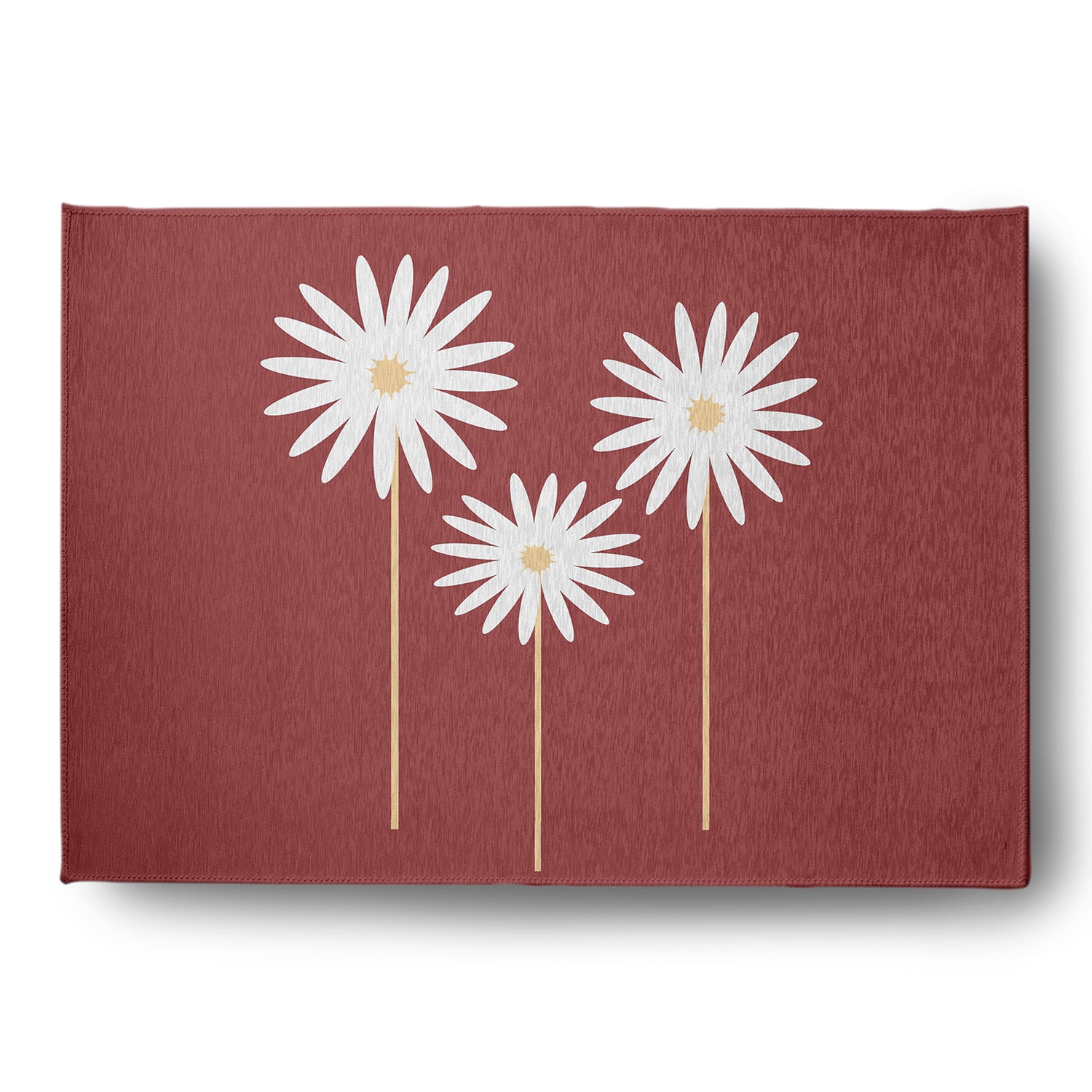 Simply Daisy 5' x 7' Ligonberry Red Floral Print Spring Chenille Indoor/Outdoor Rug