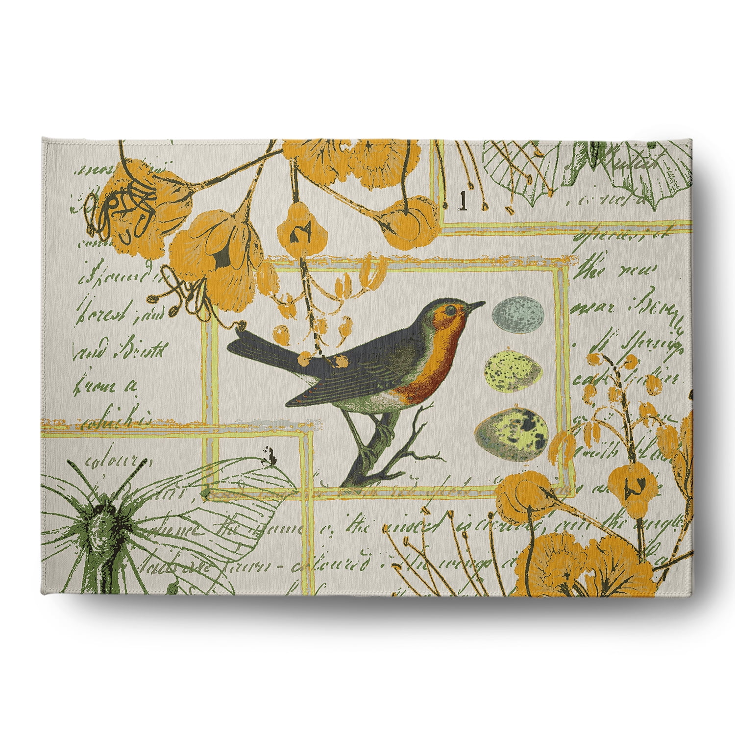 Simply Daisy 5' x 7' Mango Singing Bird Spring Chenille Indoor/Outdoor Rug