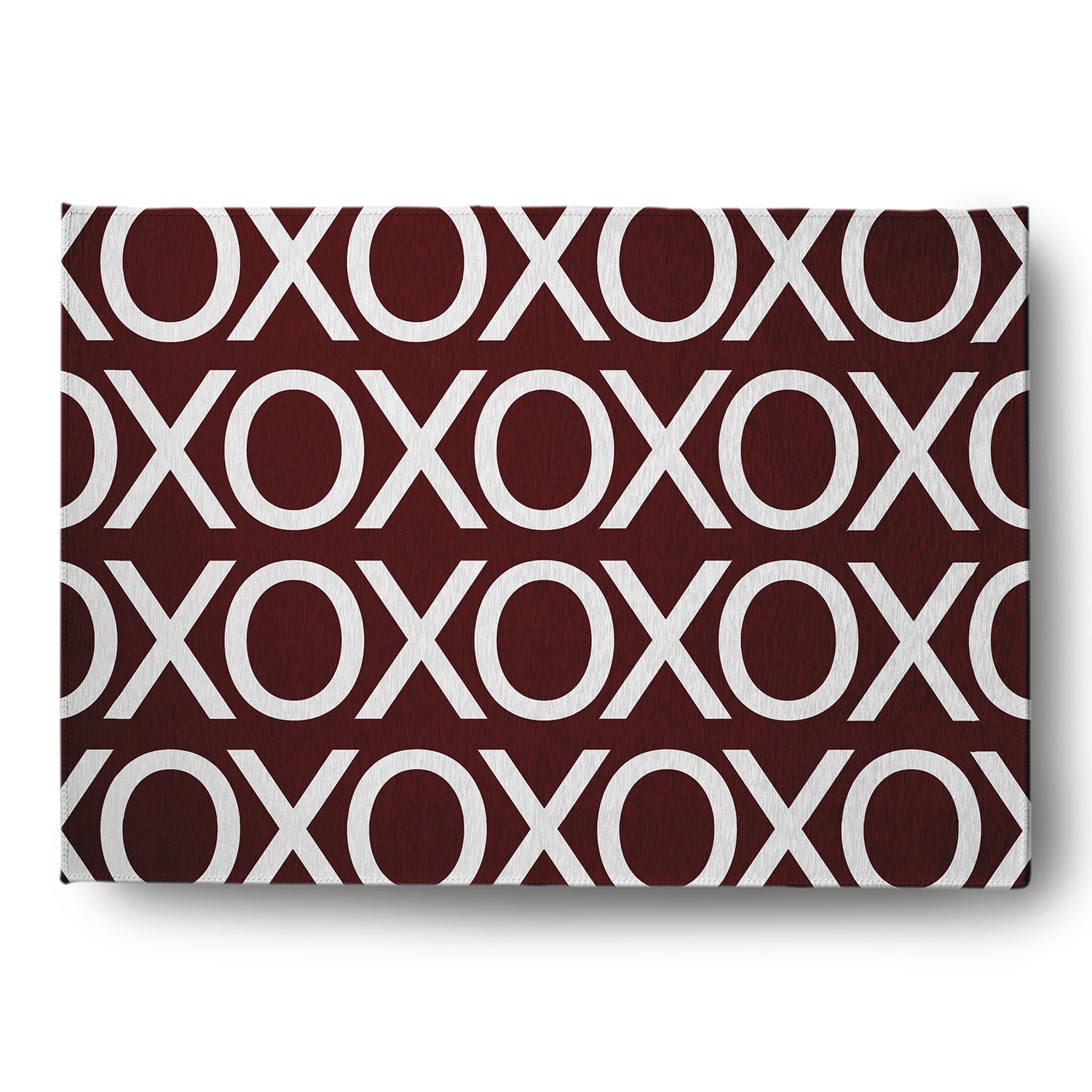 Simply Daisy 5' x 7' Maroon Hugs and Kisses Valentines Chenille Indoor/Outdoor Rug