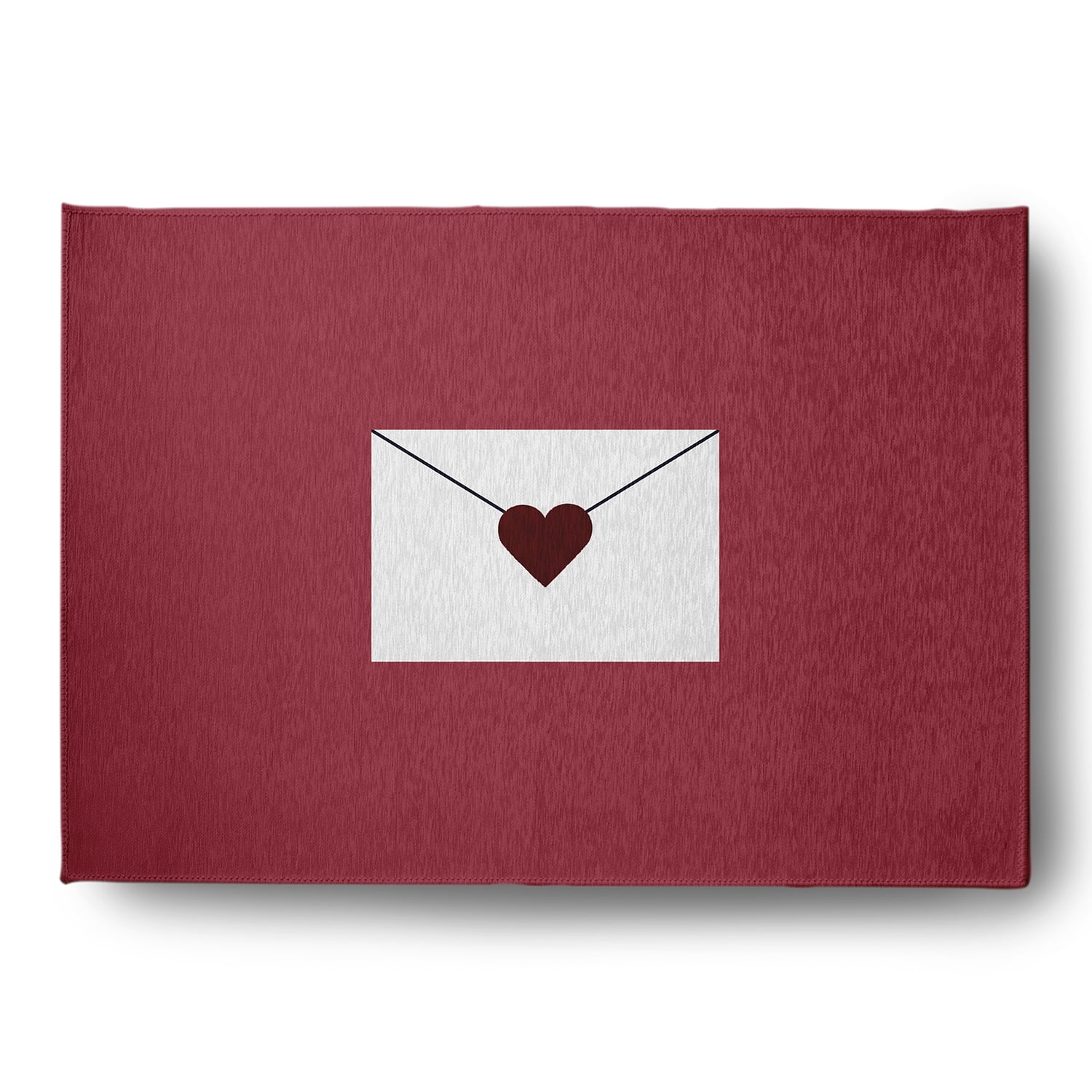 Simply Daisy 5' x 7' Maroon Love Letter Valentines Chenille Indoor/Outdoor Rug