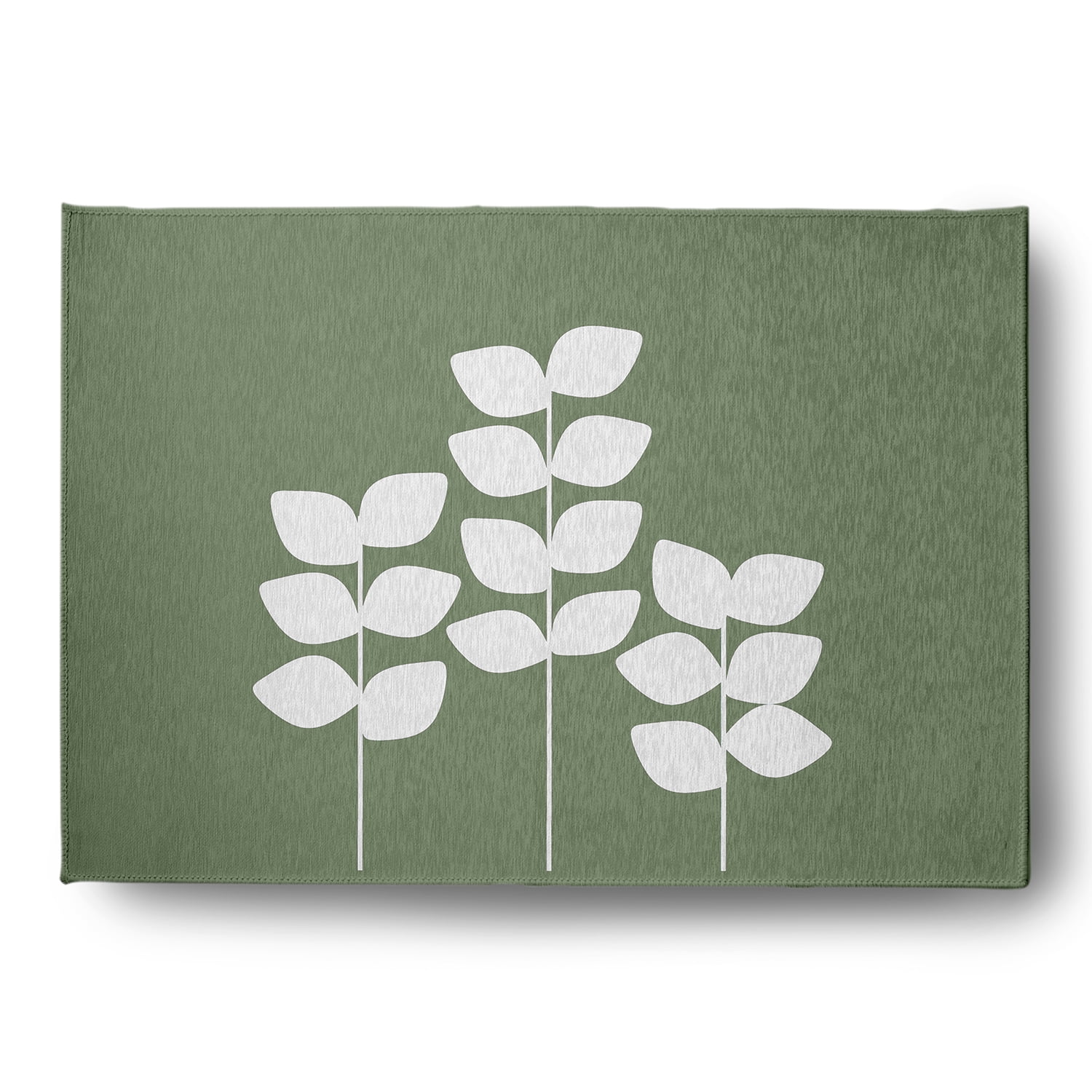 Simply Daisy 5' x 7' Muted Green Simple Stems Spring Chenille Indoor/Outdoor Rug