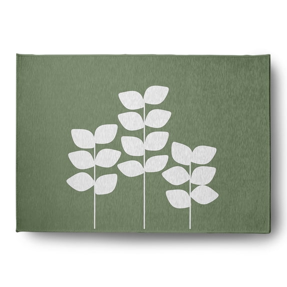 Simply Daisy 5' x 7' Muted Green Simple Stems Spring Chenille Indoor/Outdoor Rug