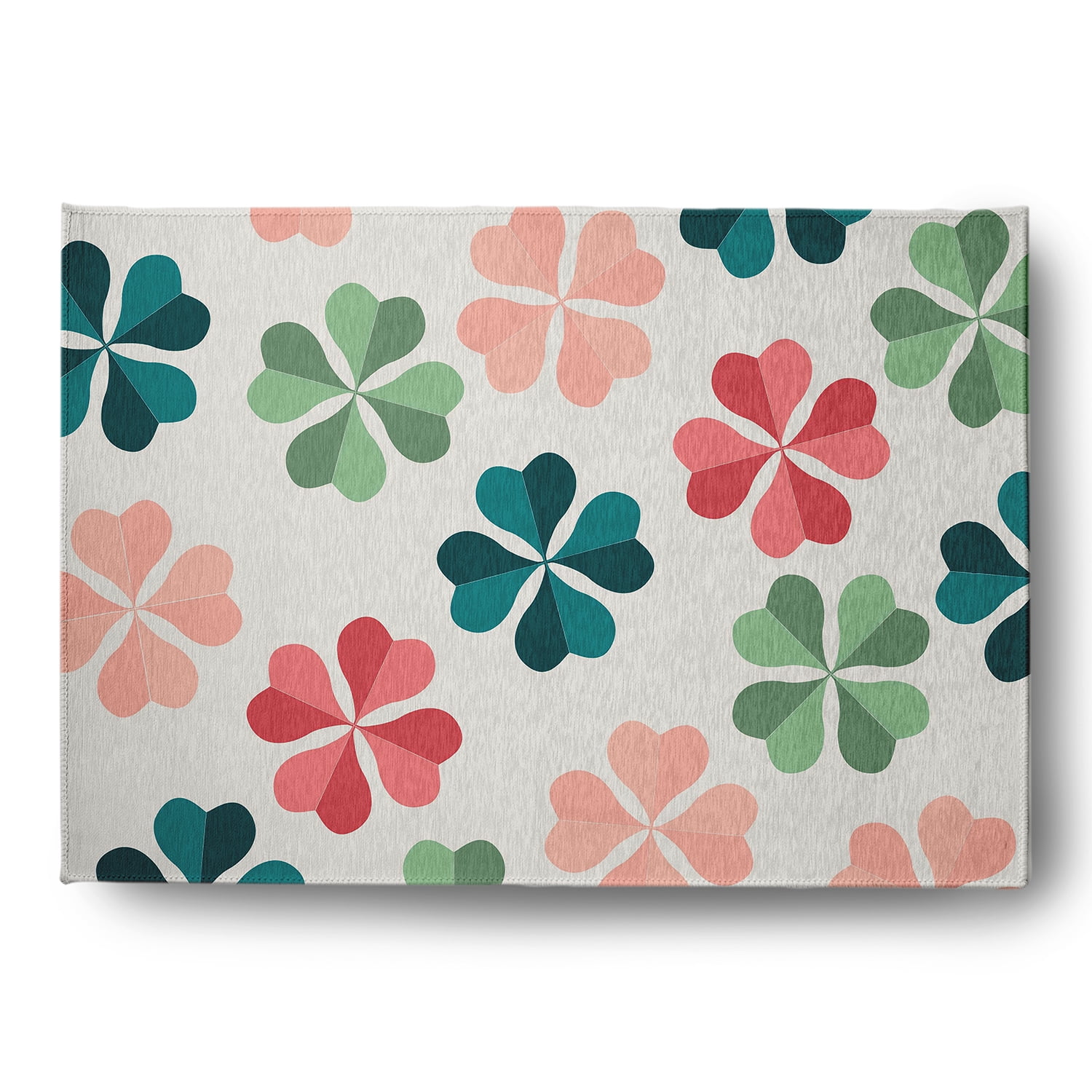 Simply Daisy 5' x 7' Ocean Abyss Green Lucky Patch St. Patrick's Day Chenille Indoor/Outdoor Rug