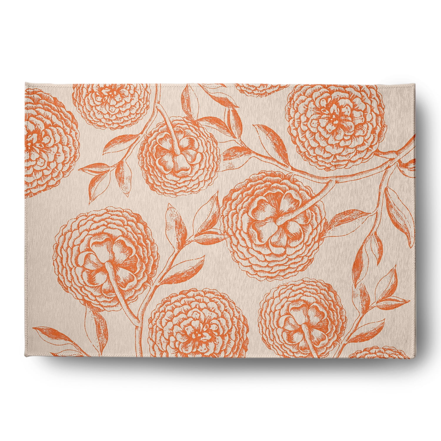 Simply Daisy 5' x 7' Orange Antique Flowers Spring Chenille Indoor/Outdoor Rug
