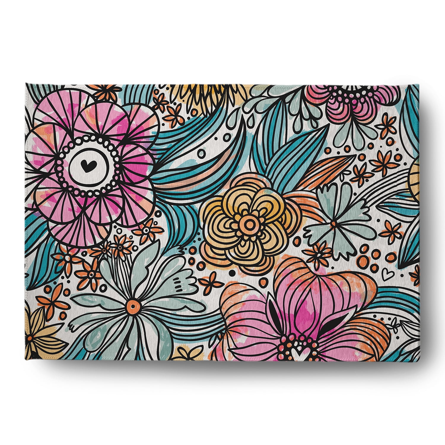 Simply Daisy 5' x 7' Orange Flower Melange Spring Chenille Indoor/Outdoor Rug