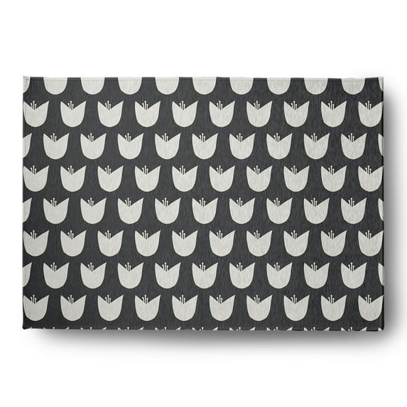 Simply Daisy 5' x 7' Pepper Simple Tulip Design Spring Chenille Indoor/Outdoor Rug