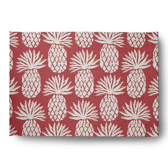 Simply Daisy 5' x 7' Pineapple Pattern Chenille Rug, Ligonberry Red
