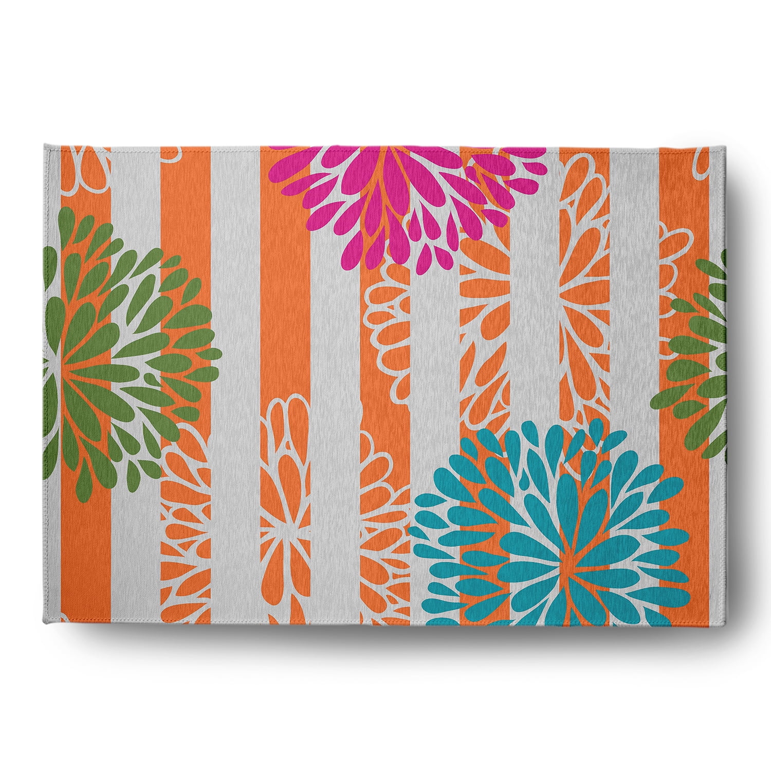 Simply Daisy 5' x 7' Pink Flower Bursts Spring Chenille Indoor/Outdoor Rug