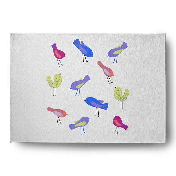 Simply Daisy 5' x 7' Purple Tweets Spring Chenille Rug