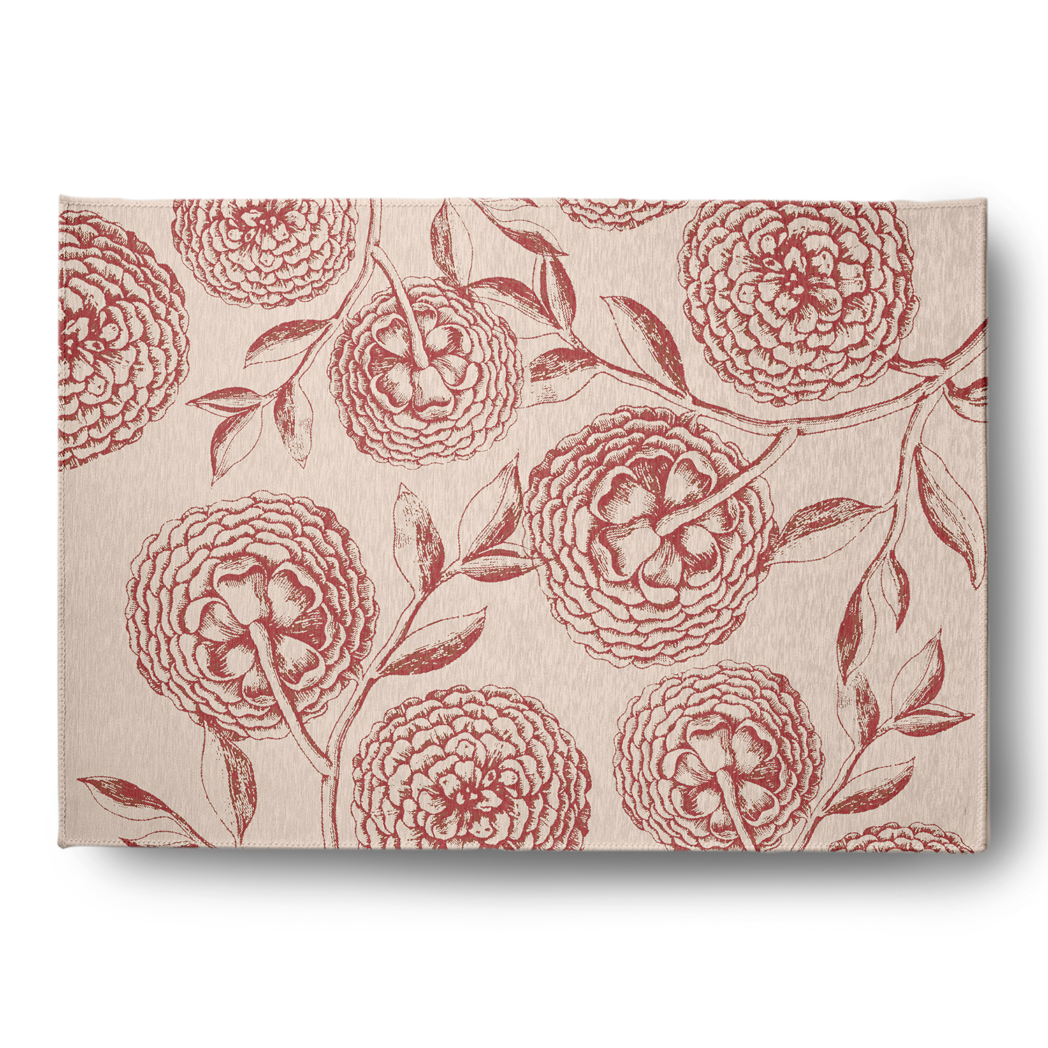 Simply Daisy 5' x 7' Red Antique Flowers Spring Chenille Indoor/Outdoor Rug