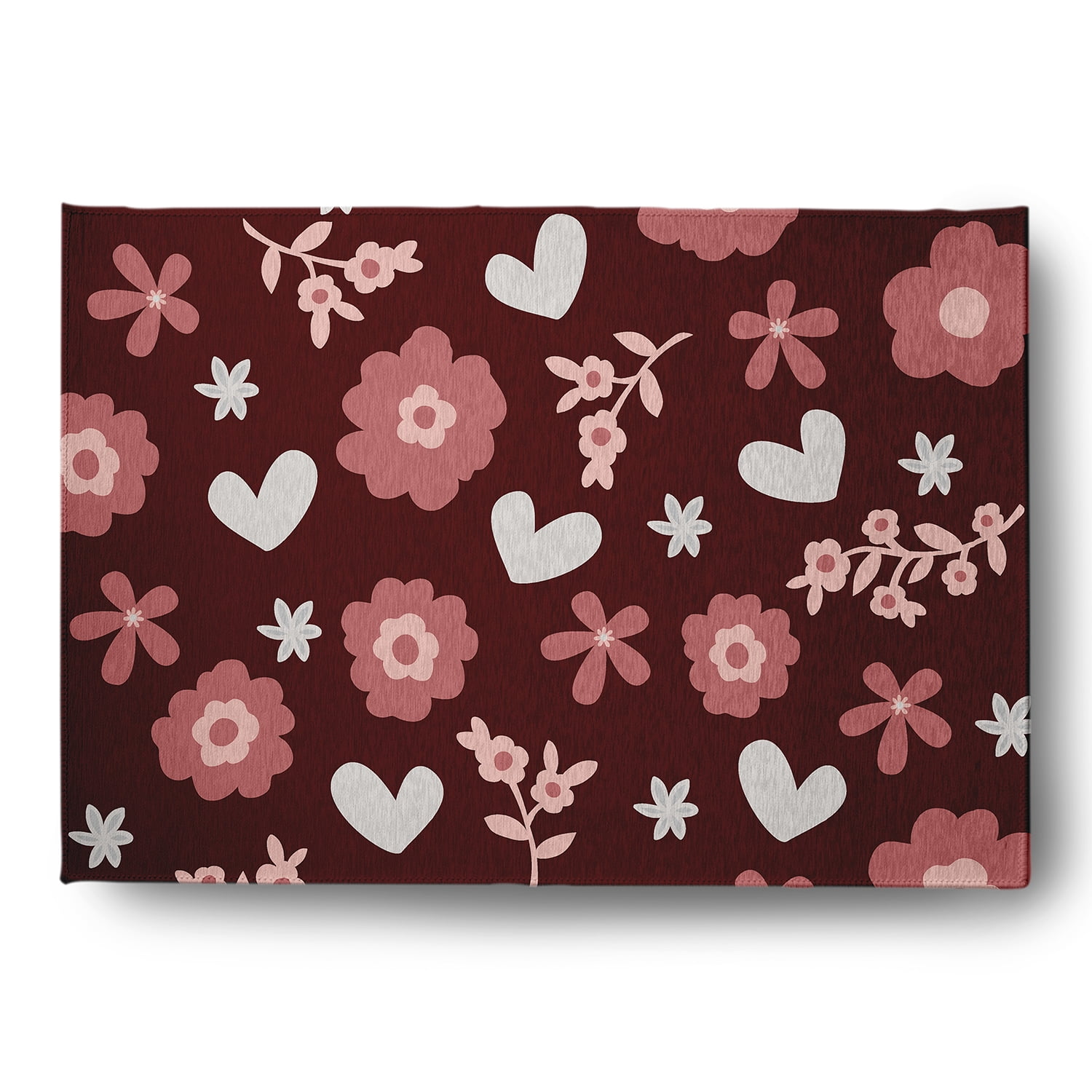 Simply Daisy 5' x 7' Red Flowery Love Valentines Chenille Indoor/Outdoor Rug