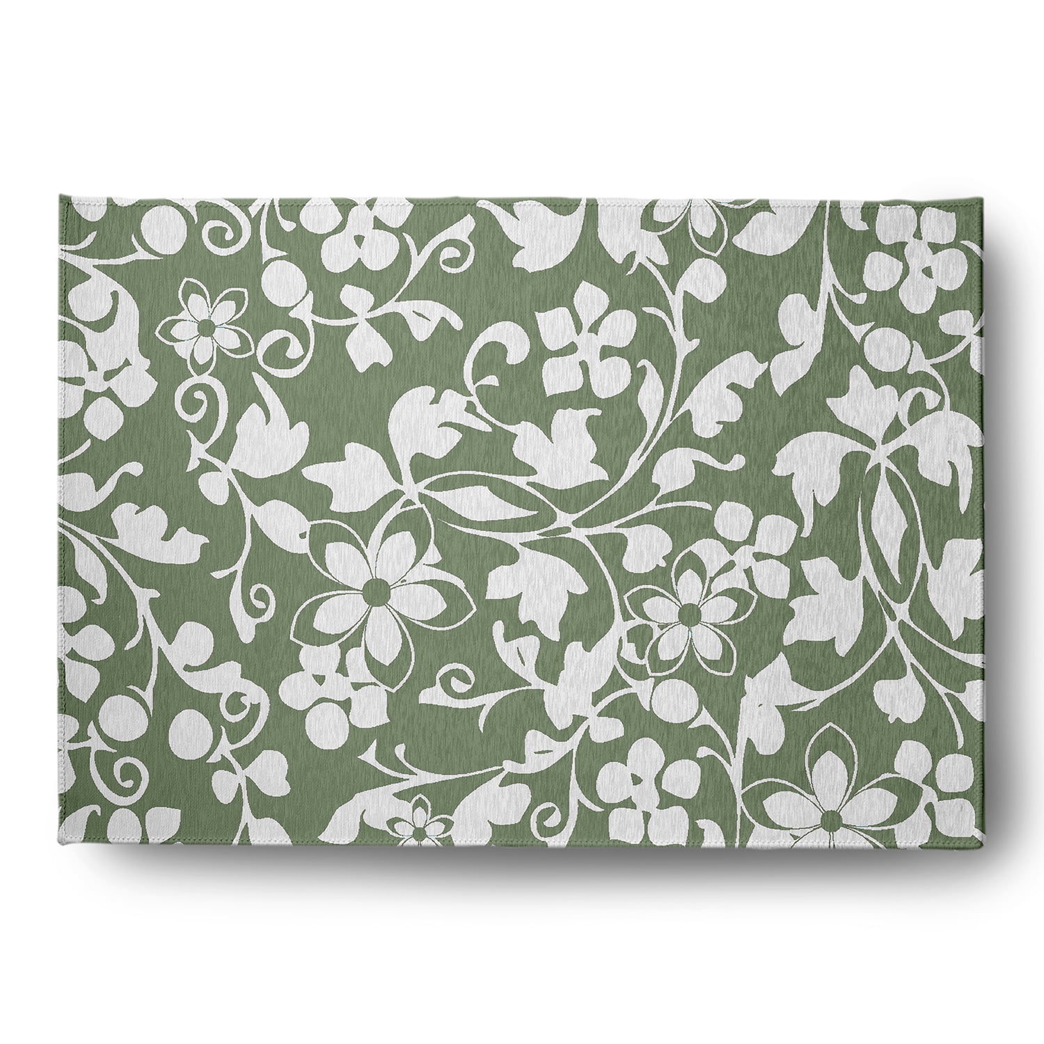 Simply Daisy 5' x 7' Sage Evelyn Spring Chenille Indoor/Outdoor Rug